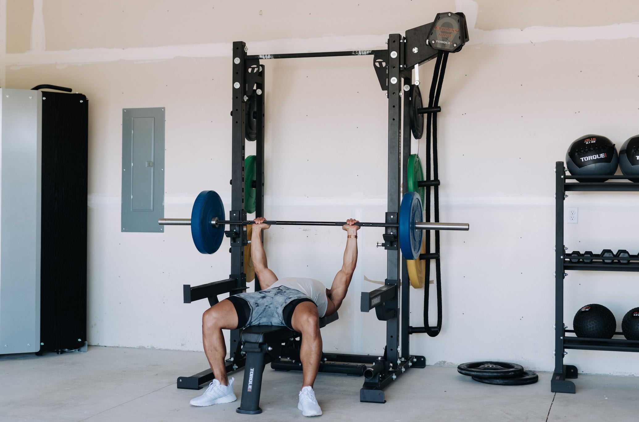 Man Lifting In Garage Gym