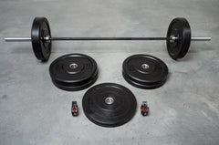 7' Barbell & Black Bumper Plate Package